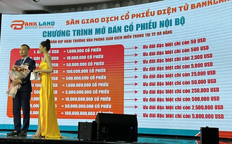 Công ty Bankland mở bán cổ phiếu doanh nghiệp dù chưa được cấp phép phát hành cổ phiếu. Ảnh chụp màn hình