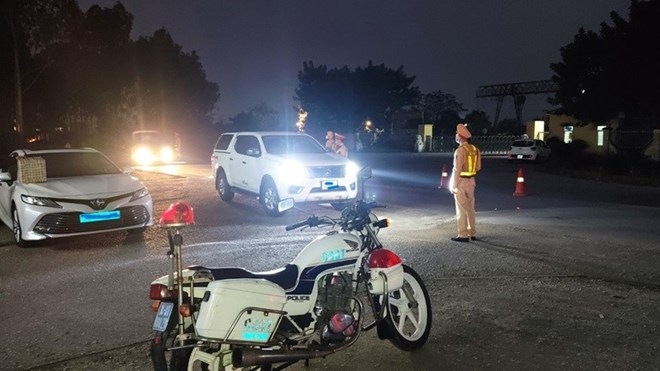 Cảnh sát giao thông tỉnh Hải Dương triển khai lực lượng xử lý vi phạm giao thông trên các tuyến đường. Ảnh: Công an Hải Dương