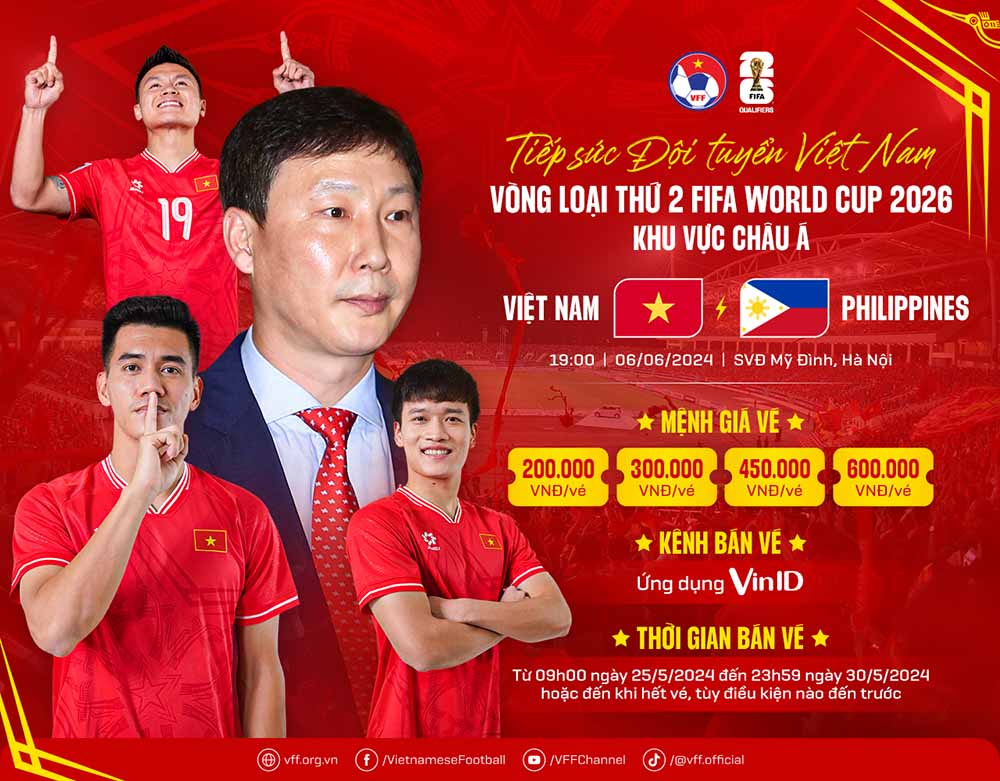 Giá vé xem trận tuyển Việt Nam gặp Philippines ngày 6.6. Ảnh: VFF