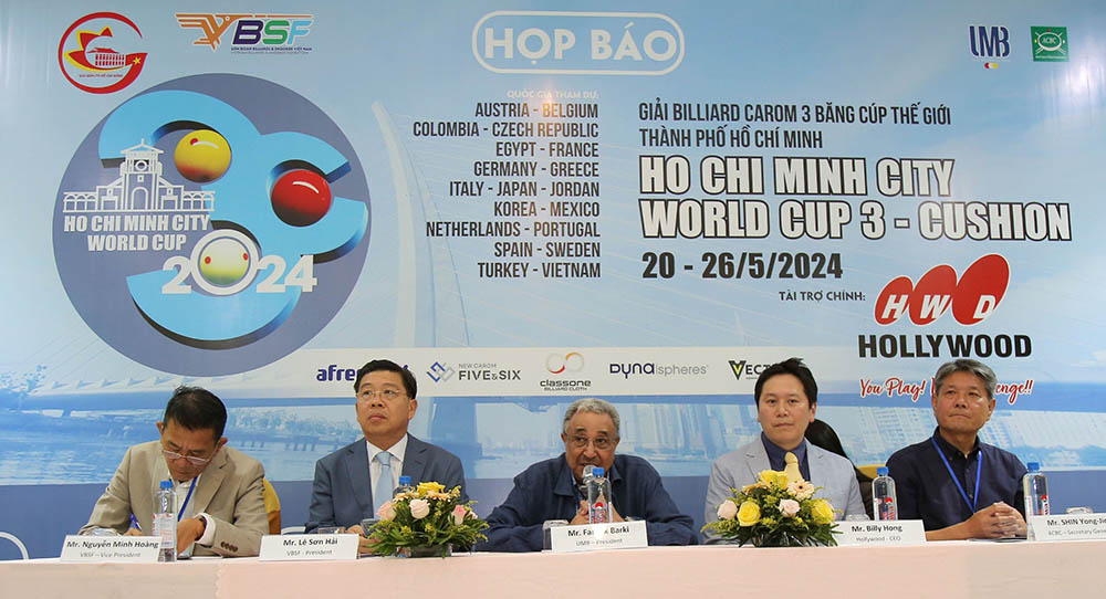 Họp báo ra mắt giải World Cup billiard carom 3 băng TPHCM. Ảnh: Anh Hân
