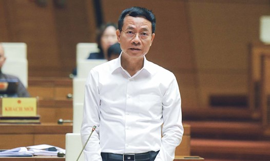 Bộ trưởng Bộ Thông tin và Truyền thông Nguyễn Mạnh Hùng phát biểu. Ảnh: Hải Nguyễn