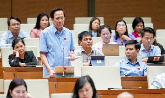 Bộ trưởng Bộ Lao động - Thương binh và Xã hội Đào Ngọc Dung phát biểu tại hội trường Quốc hội chiều 23.5. Ảnh: Quochoi.vn