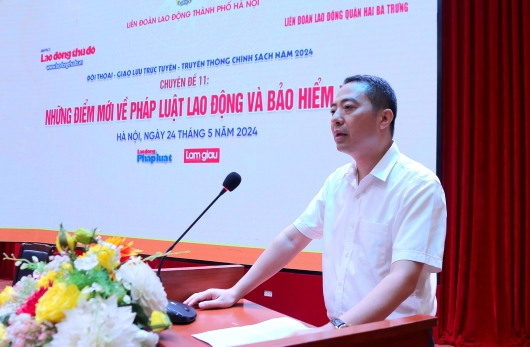 Phó Tổng biên tập Báo Lao động Thủ đô Nguyễn Văn Bình phát biểu khai mạc buổi Đối thoại, giao lưu trực tuyến.