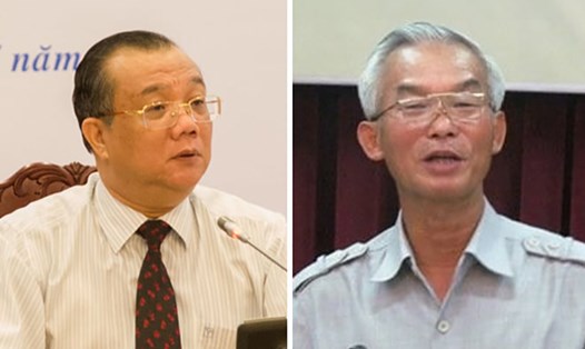 Ông Huỳnh Văn Tí (bên trái) và ông Nguyễn Ngọc Phi, nguyên Thứ trưởng Bộ Lao động - Thương binh và Xã hội. Ảnh: Anh Văn