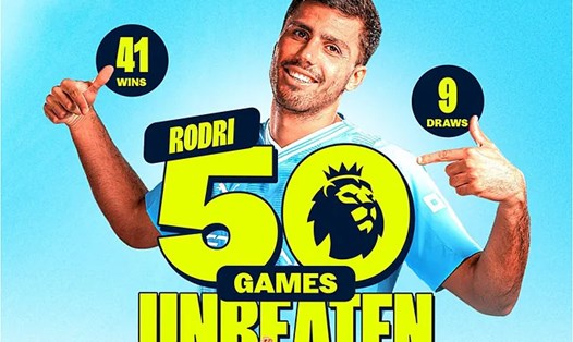 Rodri đang trải qua 74 trận bất bại trong màu áo Man City.  Ảnh: Marca 