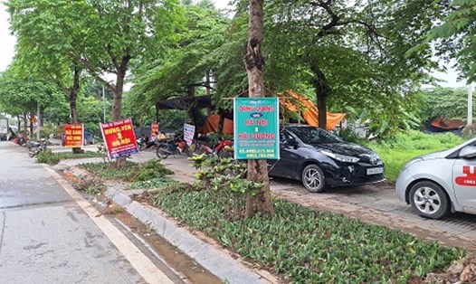 Điểm vận chuyển hàng hóa trái phép tại đại lộ Chu Văn An. Ảnh: Đền Phú chụp 11h ngày 23.5