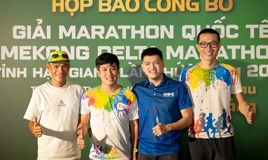 Họp báo công bố Giải marathon quốc tế “Vietcombank Mekong Delta” năm 2024 diễn ra chiều 24.5. Ảnh: Thanh Vũ