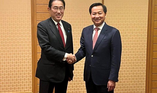 Phó Thủ tướng Chính phủ Lê Minh Khái gặp Thủ tướng Nhật Bản Kishida Fumio. Ảnh: Bộ Ngoại giao 
