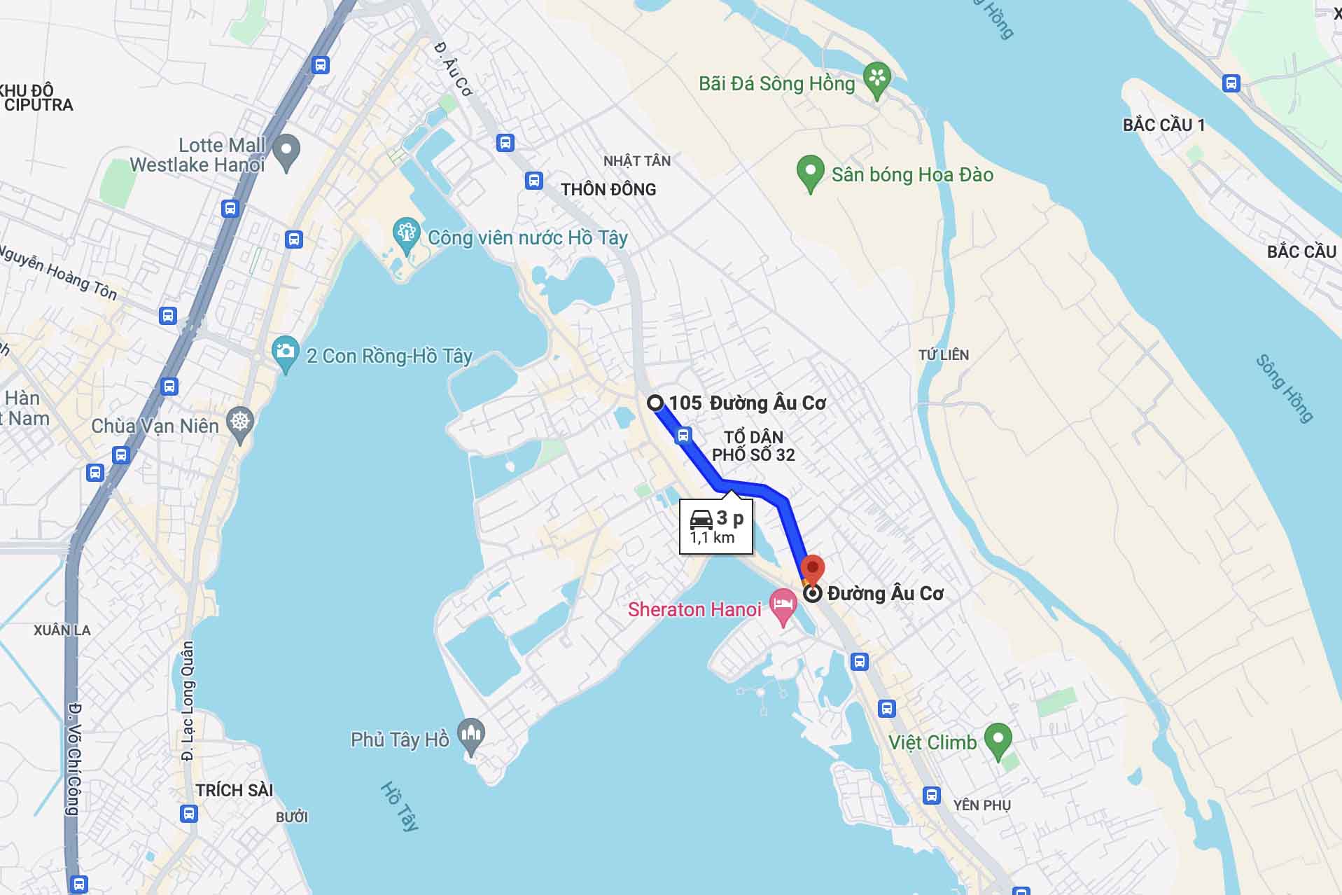 Đoạn tuyến sắp được thông xe dài 1,1km, từ nút giao Âu Cơ - Xuân Diệu đến chợ Quảng An. Ảnh: Hữu Chánh