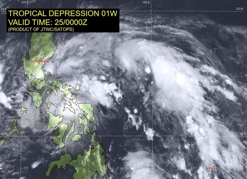 Áp thấp nhiệt đới Aghon ở ven biển San Vicente, Bắc Samar, Philippines ngày 25.5. Ảnh: Joint Typhoon Warning Center