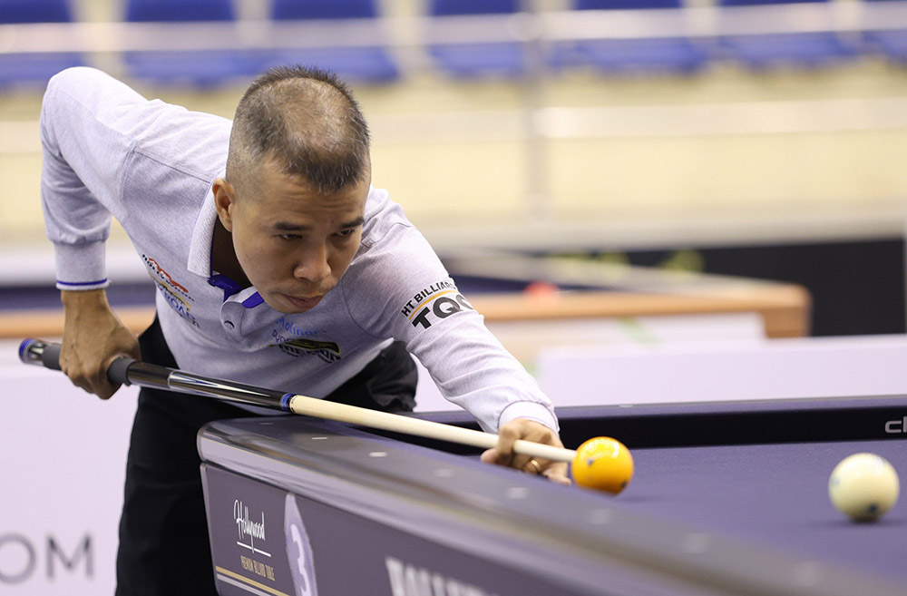 Trần Quyết Chiến dừng bước sớm ở giải billiard carom 3 băng TPHCM World Cup 2024. Ảnh: Đức Đồng