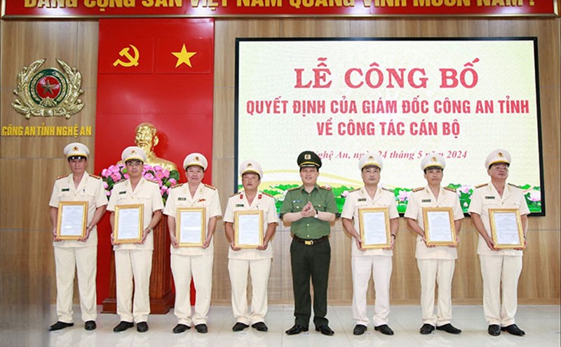 Trong tuần qua, Công an tỉnh Nghệ An có các quyết định điều động, bổ nhiệm cán bộ. Ảnh: Công an tỉnh Nghệ An