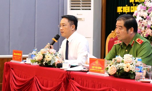 Phó Tổng cục trưởng Tổng cục Thuế Mai Sơn (bên trái) khẳng định công tác phối hợp giữa ngành Thuế với các đơn vị chức năng thuộc Bộ Công an rất hiệu quả. Ảnh: Tổng cục Thuế.