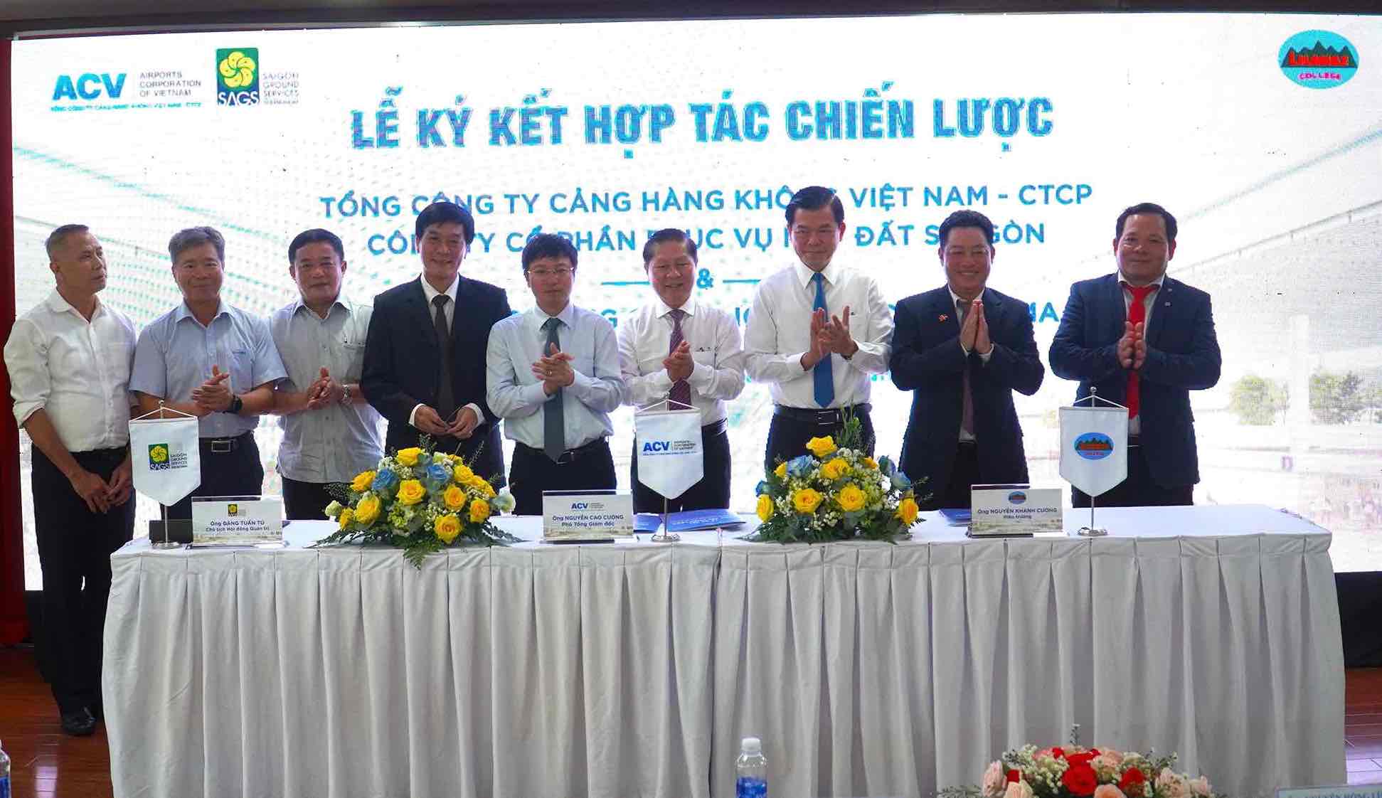 ACV, SAGS và Trường Lilama 2 ký kết hợp tác chiến lược đào tạo nguồn nhân lực sân bay Long Thành. Ảnh: HAC