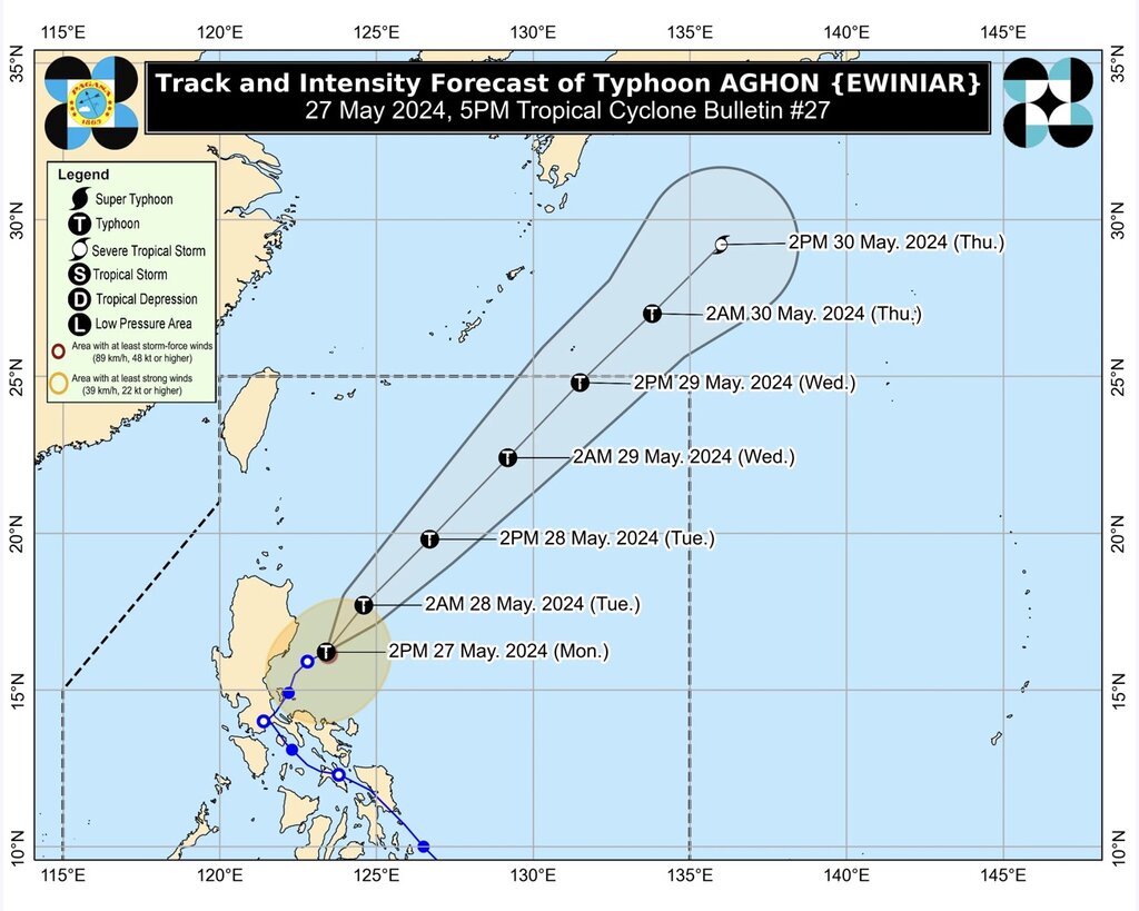 Dự báo đường đi của bão số 1 gần Biển Đông trong 3 ngày tới. Ảnh: PAGASA