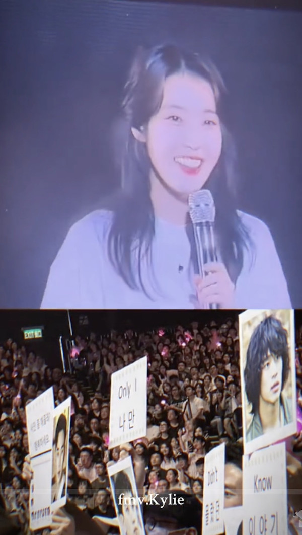Fan mang hình ảnh của Kim Soo Hyun đến concert của IU. Ảnh: Cắt từ video