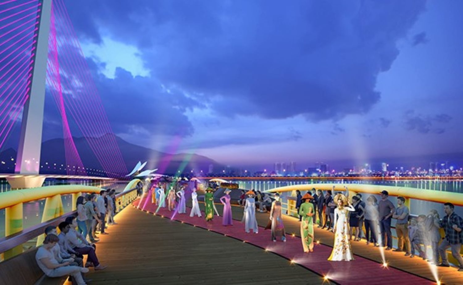 Phối cảnh chương trình biểu diễn nghệ thuật trên cầu đi bộ Nguyễn Văn Trỗi. Ảnh: BTC