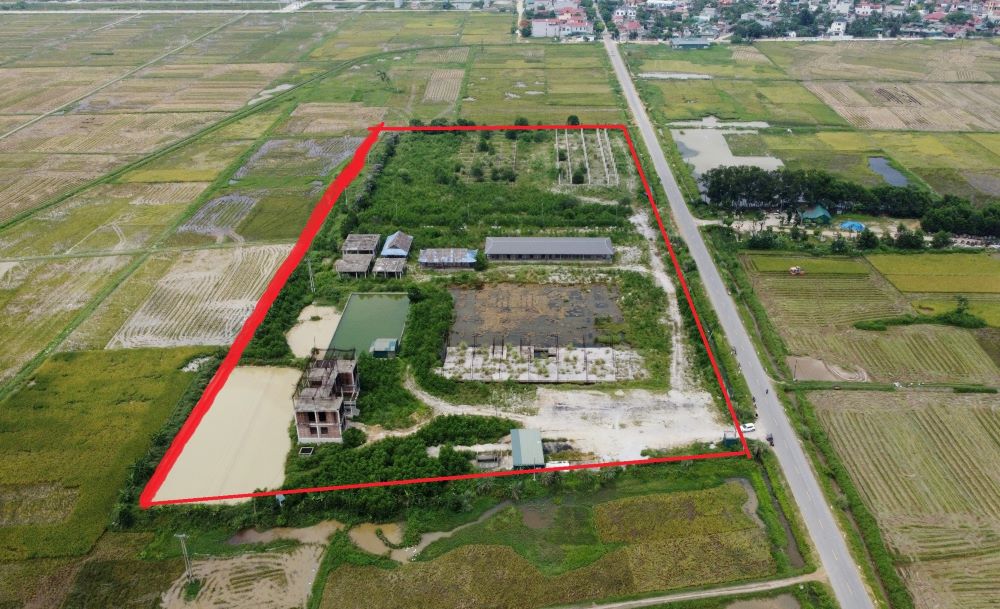 Năm 2019, dự án được UBND tỉnh Thanh Hóa cho chủ đầu tư thuê đất với diện tích hơn 28.000m2 (khu vực khoanh đỏ), tại thị trấn Nưa, huyện Triệu Sơn. Ảnh: Quách Du