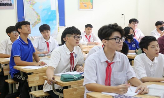 Tiết học của cô trò khối 9 tại một trường ở Hà Nội. Ảnh: Vân Trang