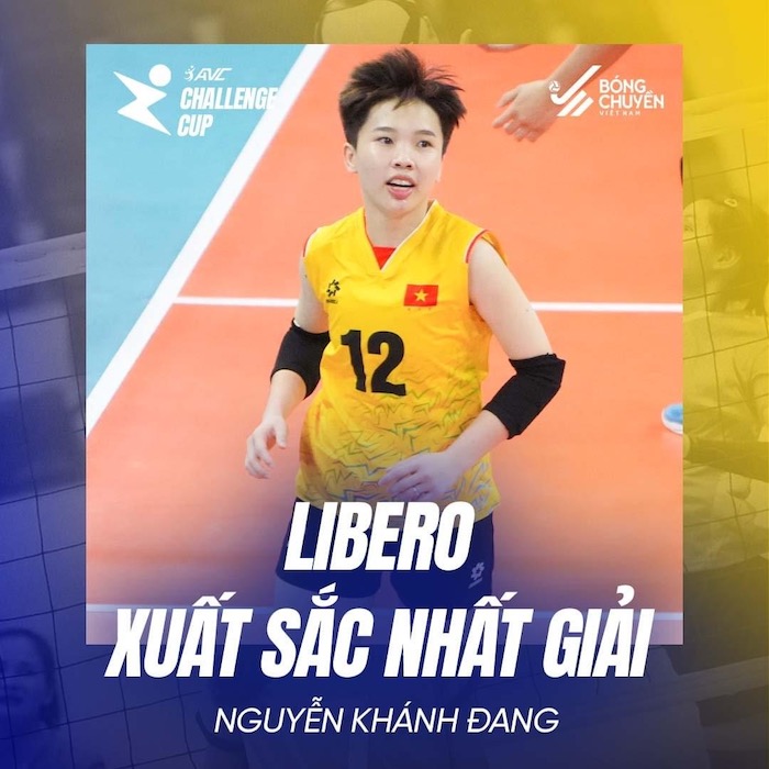 Danh hiệu Libero xuất sắc nhất thuộc về Nguyễn Khánh Đang. Ảnh: Bóng chuyền Việt Nam. 