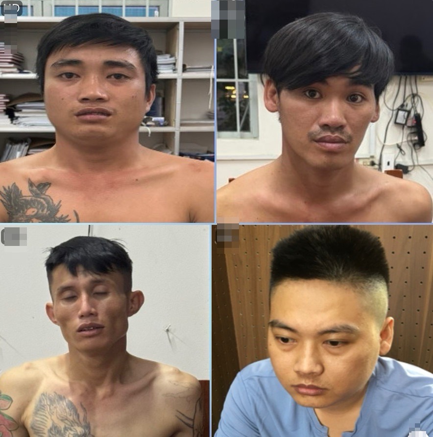 Các đối tượng Thuận, Linh, Sang, Thông. Ảnh: HAC