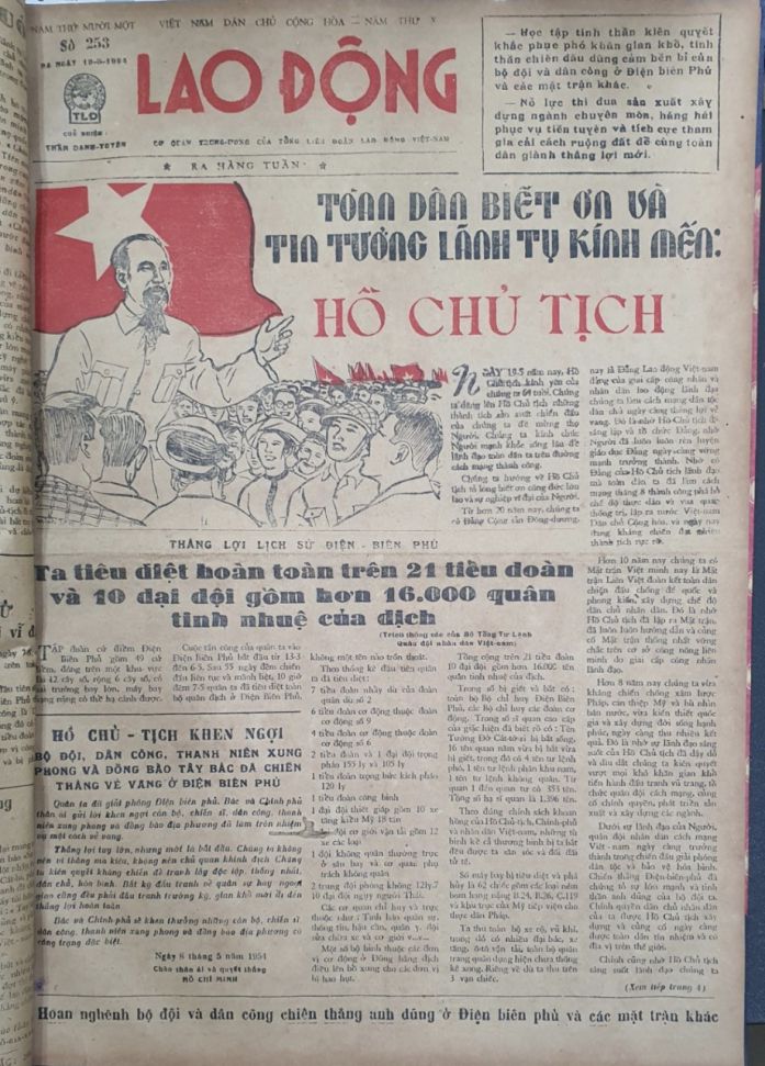 Báo Lao Động số ra ngày 19.5.1954 trang trọng thông tin về Chiến thắng Điện Biên Phủ.