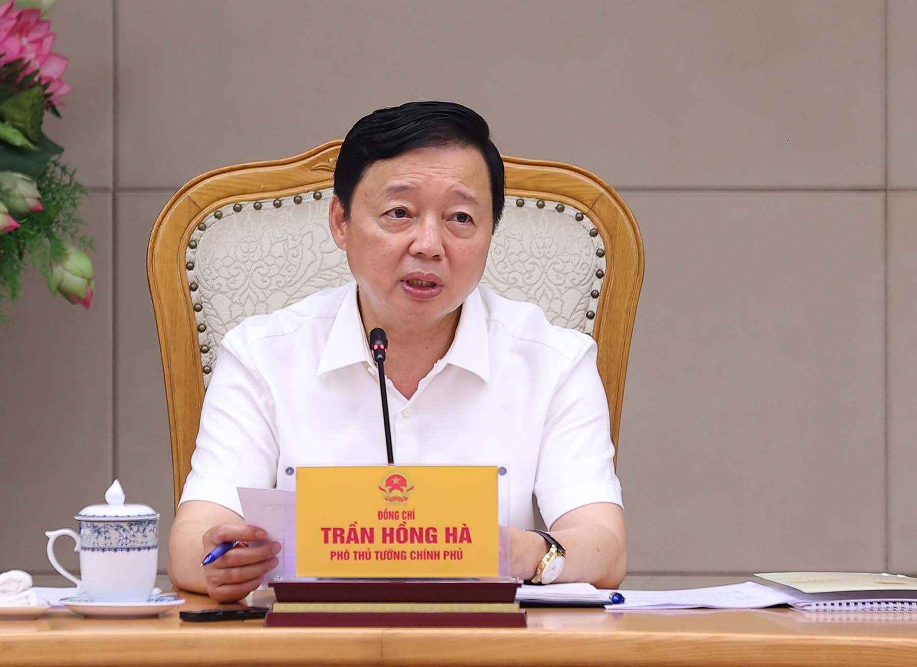 Phó Thủ tướng Chính phủ Trần Hồng Hà phát biểu tại cuộc họp. Ảnh: VPCP