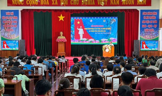Ninh Thuận tổ chức lễ phát động Tháng hành động về An toàn, vệ sinh lao động và Tháng Công nhân. Ảnh: Nguyễn Thu