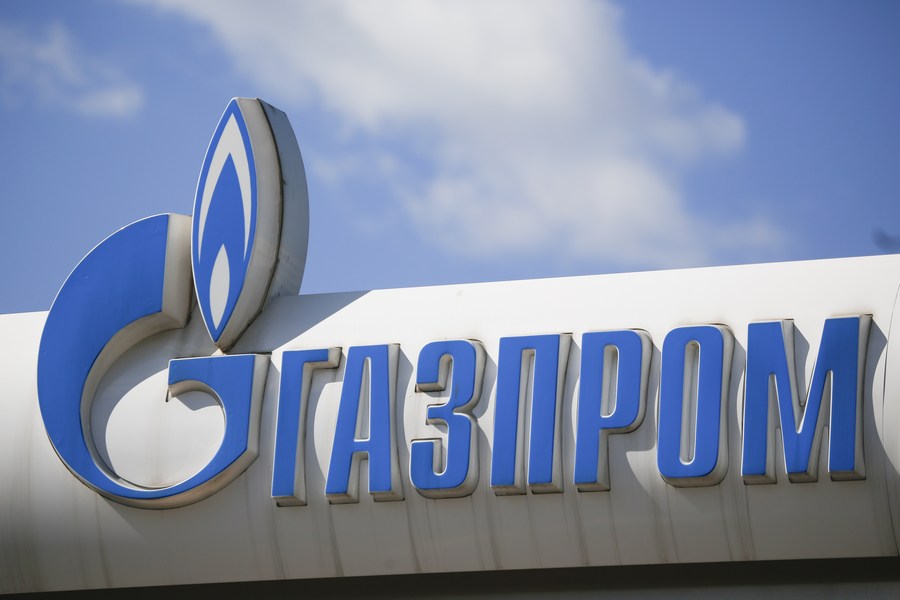 Logo của Gazprom ở Mátxcơva, Nga. Ảnh: Xinhua