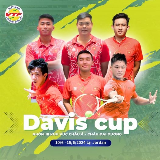 Thành phần tuyển quần vợt Việt Nam dự Davis Cup sắp tới. Ảnh: VTF