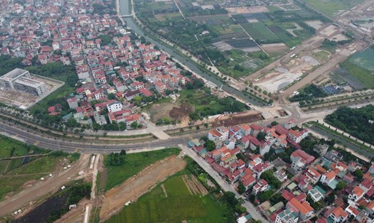 Dự án đường Vành đai 4 - Vùng Thủ đô qua huyện Đan Phượng có chiều dài 6,3km. Ảnh: Vĩnh Hoàng