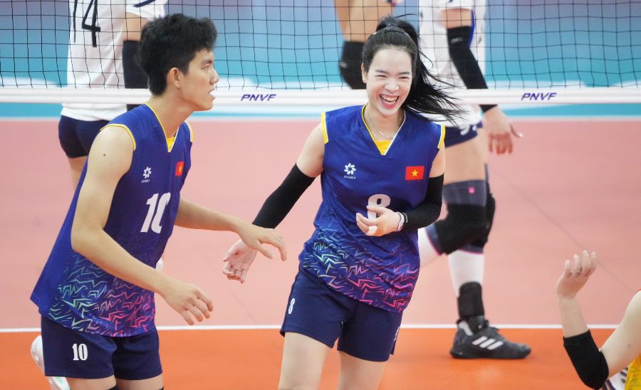Lê Thanh Thúy trở lại ấn tượng trong màu áo đội tuyển bóng chuyền nữ Việt Nam. Ảnh: AVC