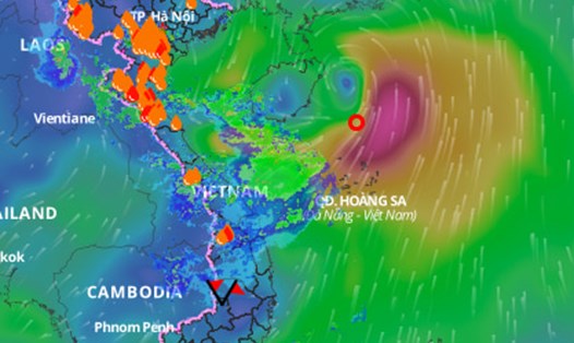 Vị trí của áp thấp nhiệt đới cập nhật lúc 9h ngày 31.5. Ảnh: VNDMS
