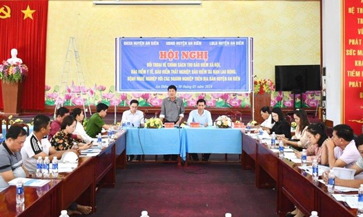 Hội nghị đối thoại với doanh nghiệp về chính sách bảo hiểm trên địa bàn huyện An Biên. Ảnh: Thu Huyền
