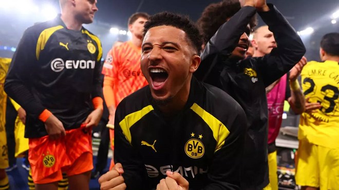 Sự vui mừng của Sancho khi Dortmund giành quyền vào chơi chung kết Champions League.  Ảnh: Dortmund 