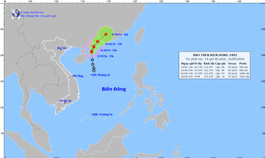 Cập nhật lúc 14 giờ vị trí và đường đi của bão số 1. Ảnh: Trung tâm Dự báo Khí tượng Thủy văn Quốc gia
