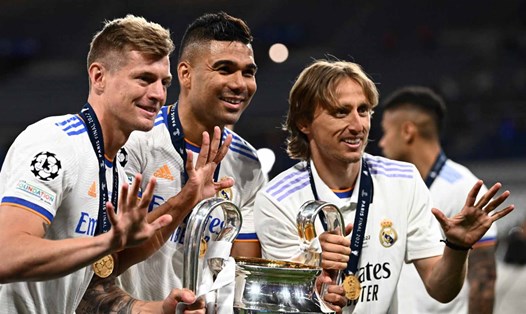 Bộ ba tiền vệ huyền thoại của Real Madrid có thể vắng bóng hoàn toàn tại Bernabeu từ mùa sau.  Ảnh: AFP 