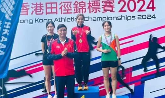 Nguyễn Thị Oanh giành huy chương vàng nội dung 3000m vượt chướng ngại vật nữ ở giải điền kinh quốc tế Hong Kong (Trung Quốc) 2024. Ảnh: Liên đoàn điền kinh Việt Nam 