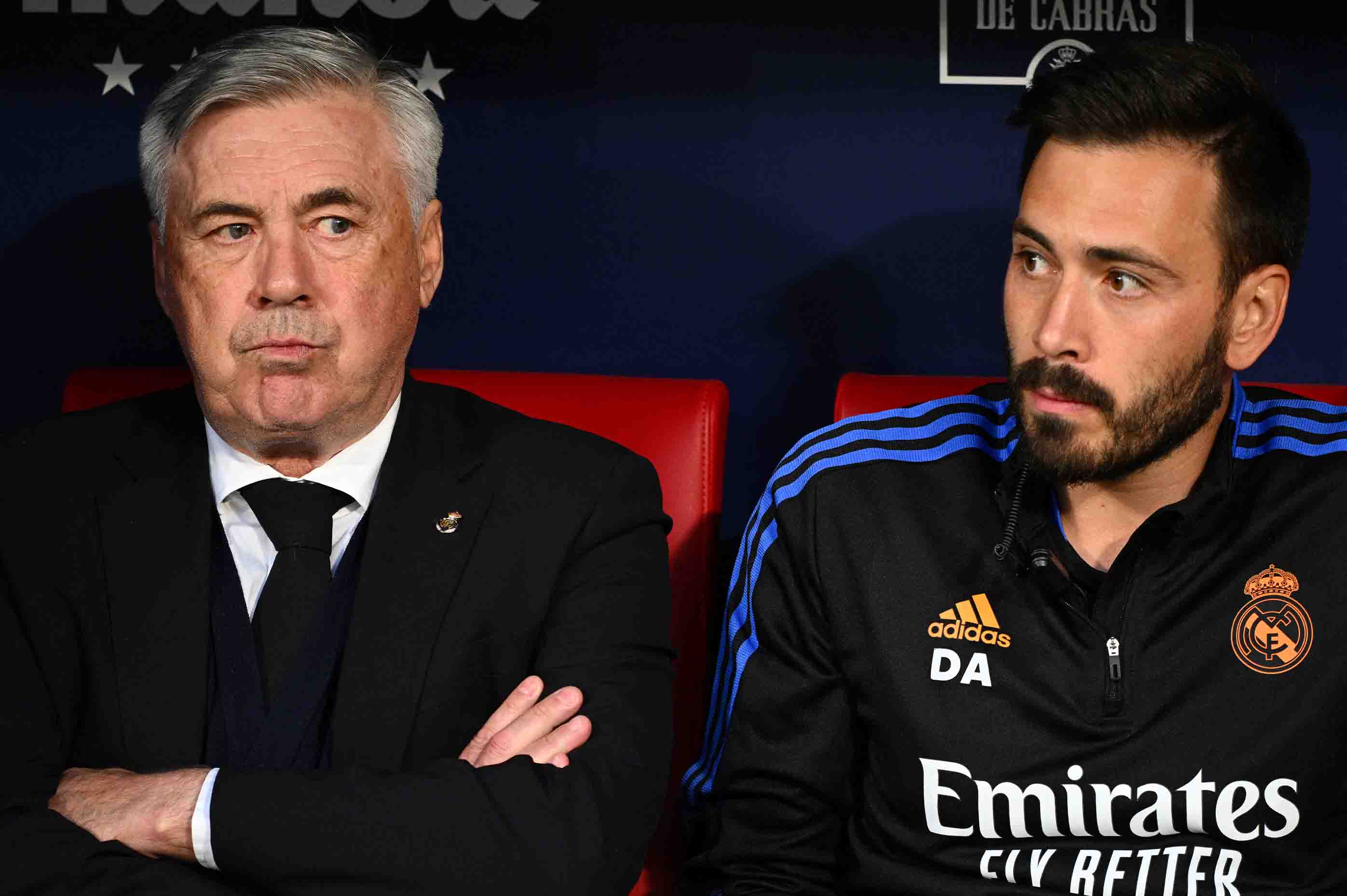 Carlo Ancelotti và cậu con trai Davide Ancelotti là cặp bài trùng trên băng ghế huấn luyện của Real Madrid. Ảnh: AFP