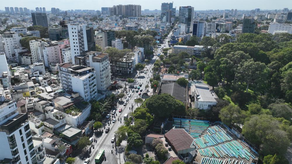 TPHCM sắp đốn hạ nhiều cây xanh trên đường Cách Mạng Tháng Tám để làm Metro số 2.  Ảnh: Anh Tú