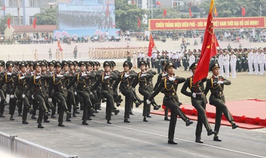 Khối An ninh Nhân dân tại buổi tổng duyệt chương trình Kỷ niệm 70 năm Chiến thắng Điện Biên Phủ sáng 5.5.