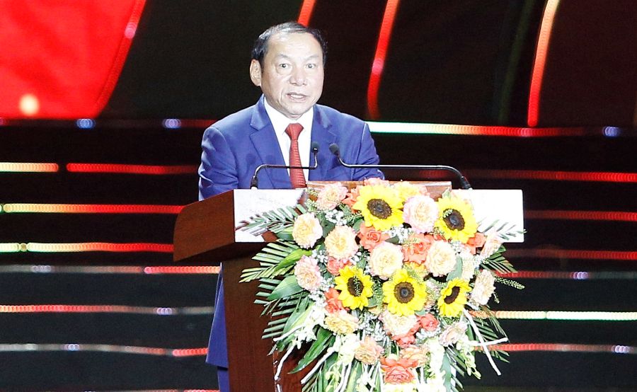 Bộ trưởng Bộ Văn hóa, Thể thao và Du lịch Nguyễn Văn Hùng phát biểu tại chương trình. Ảnh: Quang Đạt 
