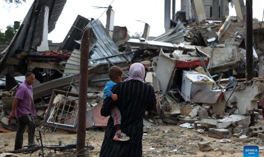 Nhà cửa ở Rafah, Gaza bị phá hủy, ngày 6.5.2024. Ảnh: Xinhua