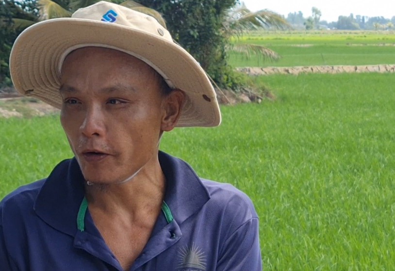 Ông Nguyễn Văn Tẽn cho biết, nếu vài ngày nữa mưa xuống, lúa sẽ phát triển tốt, nông dân sẽ trúng mùa. Ảnh: Nhật Hồ