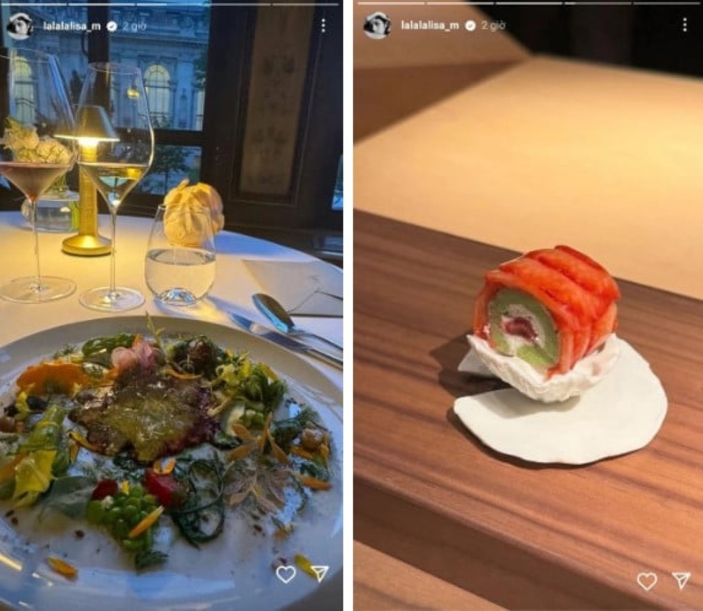 Lisa đăng ảnh món ăn tại nhà hàng Alleno Paris. Ảnh: Instagram nhân vật.