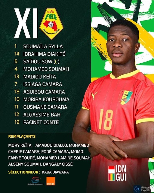 Đội hình xuất phát U23 Guinea. Ảnh: Guinea
