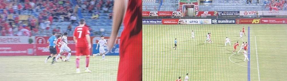 Cầu thủ Pedro Henrique của Thể Công Viettel không việt vị trong tình huống này. Ảnh: Cắt từ video