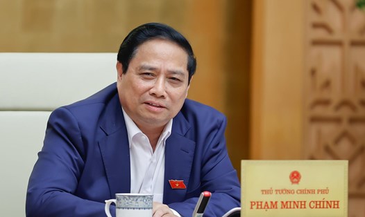 Thủ tướng Chính phủ Phạm Minh Chính chỉ trì phiên họp Chính phủ thường kỳ. Ảnh: VGP