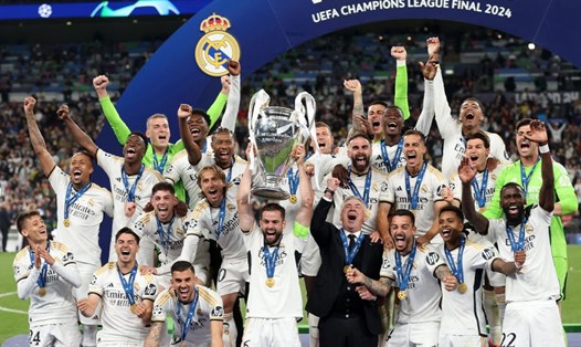 Real Madrid giành cú đúp ở mùa giải 2023-2024, với chức vô địch Champions League và La Liga. Ảnh: UEFA
