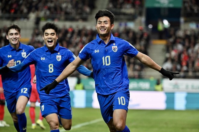 Tuyển Thái Lan sáng cửa đi tiếp vào vòng loại thứ 3 World Cup 2026. Ảnh: Bangkok Post